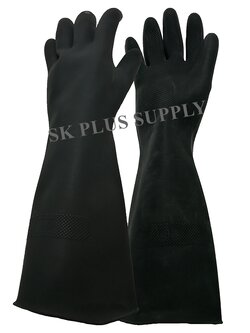 ถุงมือยางธรรมชาติสีดำ แบบหนา 16"