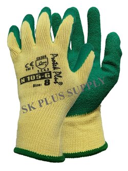 ถุงมือผ้าทอเคลือบยางธรรมชาติสีเขียว