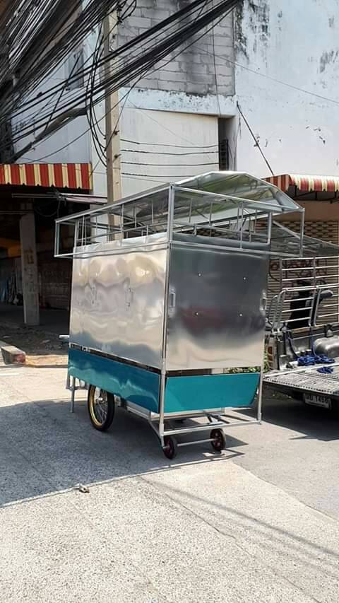 รถเข็นขายอาหาร80x160มีหลังคามีโครงป้าย3ด้านมีฝาปิด4ด้าน ราคา14000บาท