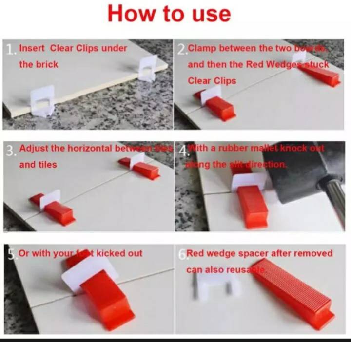 อุปกรณ์ปรับระดับกระเบื้อง ขนาด 1.5 มม.จำนวน 100 ชิ้น ยังไม่แกะถุง