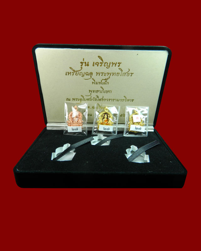 เหรียญฉลุหลวงพ่อโสธร รุ่นเจริญพร ปี 2555 ชุดพิมพ์เล็ก หลังเรียบ (ตอกโค๊ต ๙)