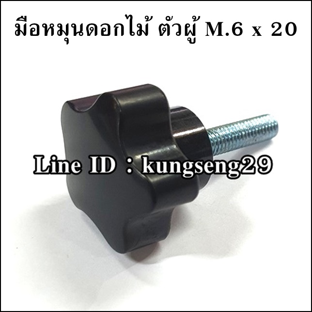 มือหมุนดอกไม้ตัวผู้ห้าแฉก M.6 x 20 (หัว 30 mm)