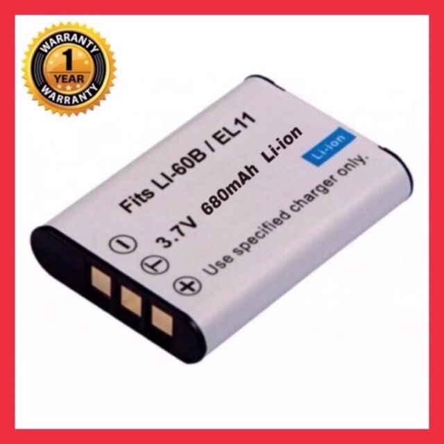 แบตเตอรี่ โอลิมปัส LI60B/Olympus Battery LI60B แบตเตอรี่กล้อง Olympus LI-60B Li60b (Nik EN-EL11) แบตโอลิมปัส ใช้กับกล้อง Olympus FE-370 X-880 C-575 FE370 X880 C575 Camera
