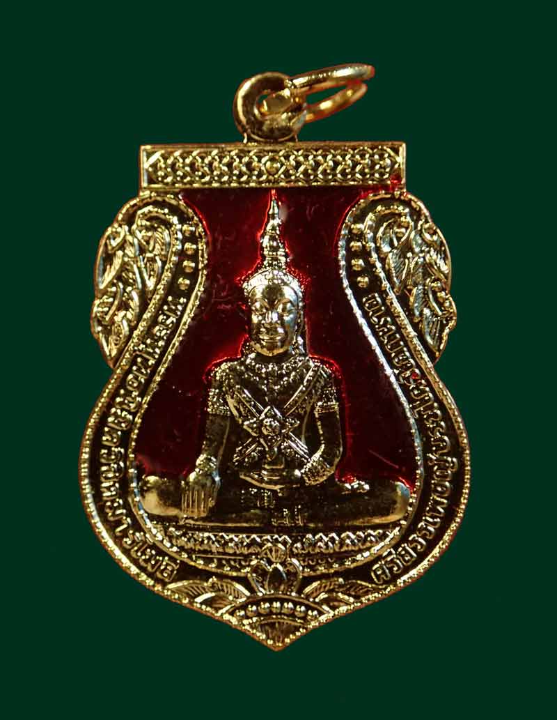 หลวงพ่อพุทธนิมิต รุ่นสมโภช 500 ปี วัดหน้าพระเมรุราชิการาม อยุธยา ปี 2547 เนื้อกะไหล่ทองลงยาสีแดง