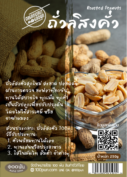 32-065-1200-1 ถั่วลิสงคั่ว 250ก.*ทรูออแกนิค