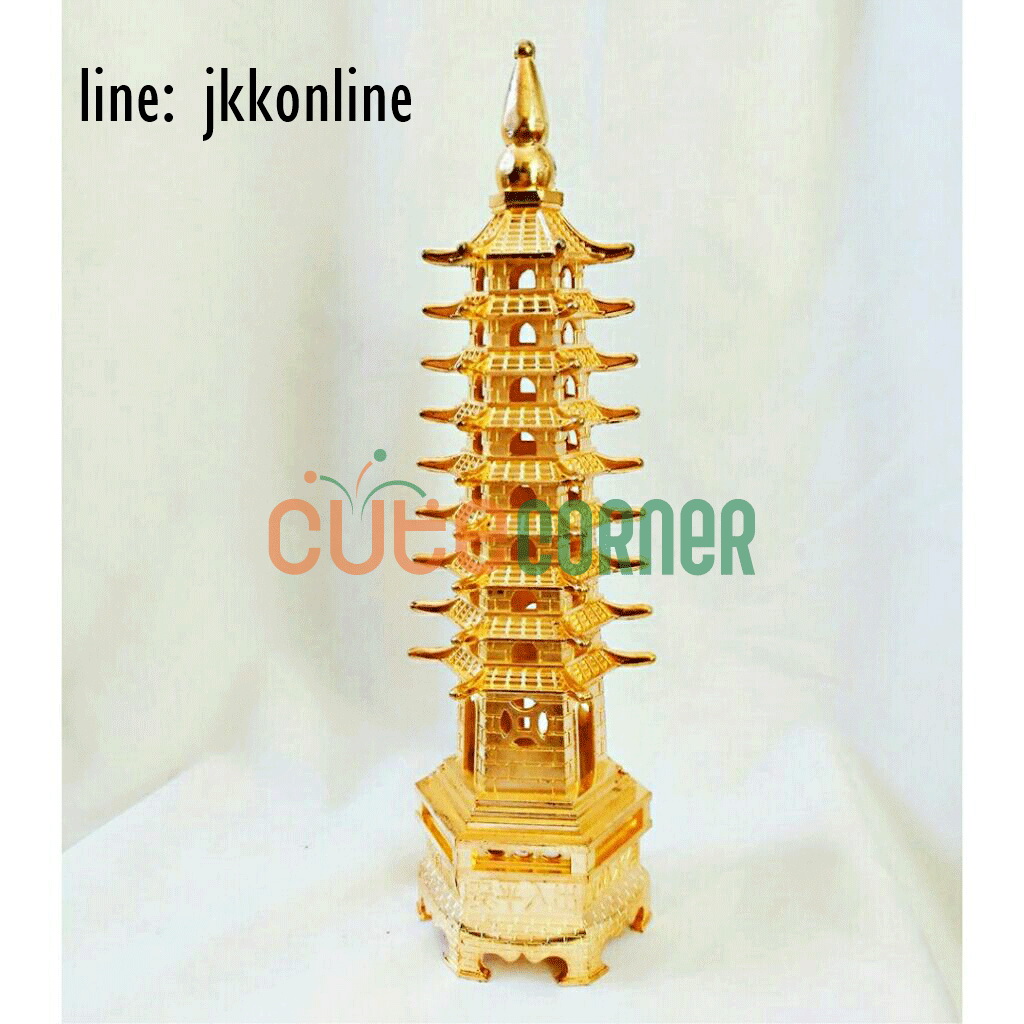 01711-โมเดลเจดีย์เหวินชาง 25 ซม สีทองเหลืองรมดำ - ฟรีค่าส่ง