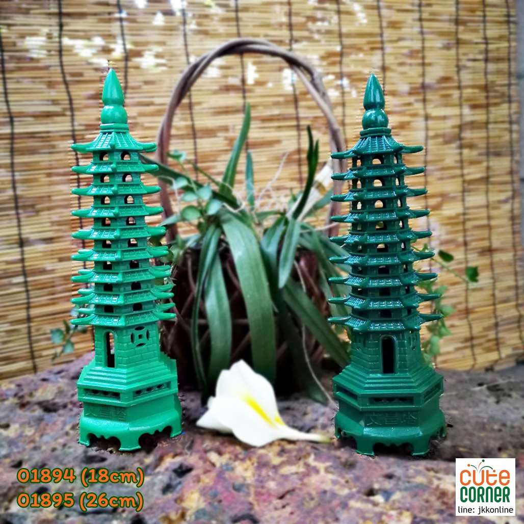 01895-โมเดลเจดีย์เหวินชางสีหยก 25ซม ฟรีค่าส่ง