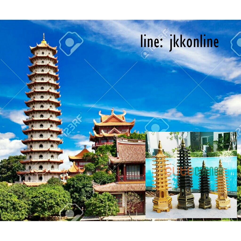 01711-โมเดลเจดีย์เหวินชาง 25 ซม สีทองเหลืองรมดำ - ฟรีค่าส่ง