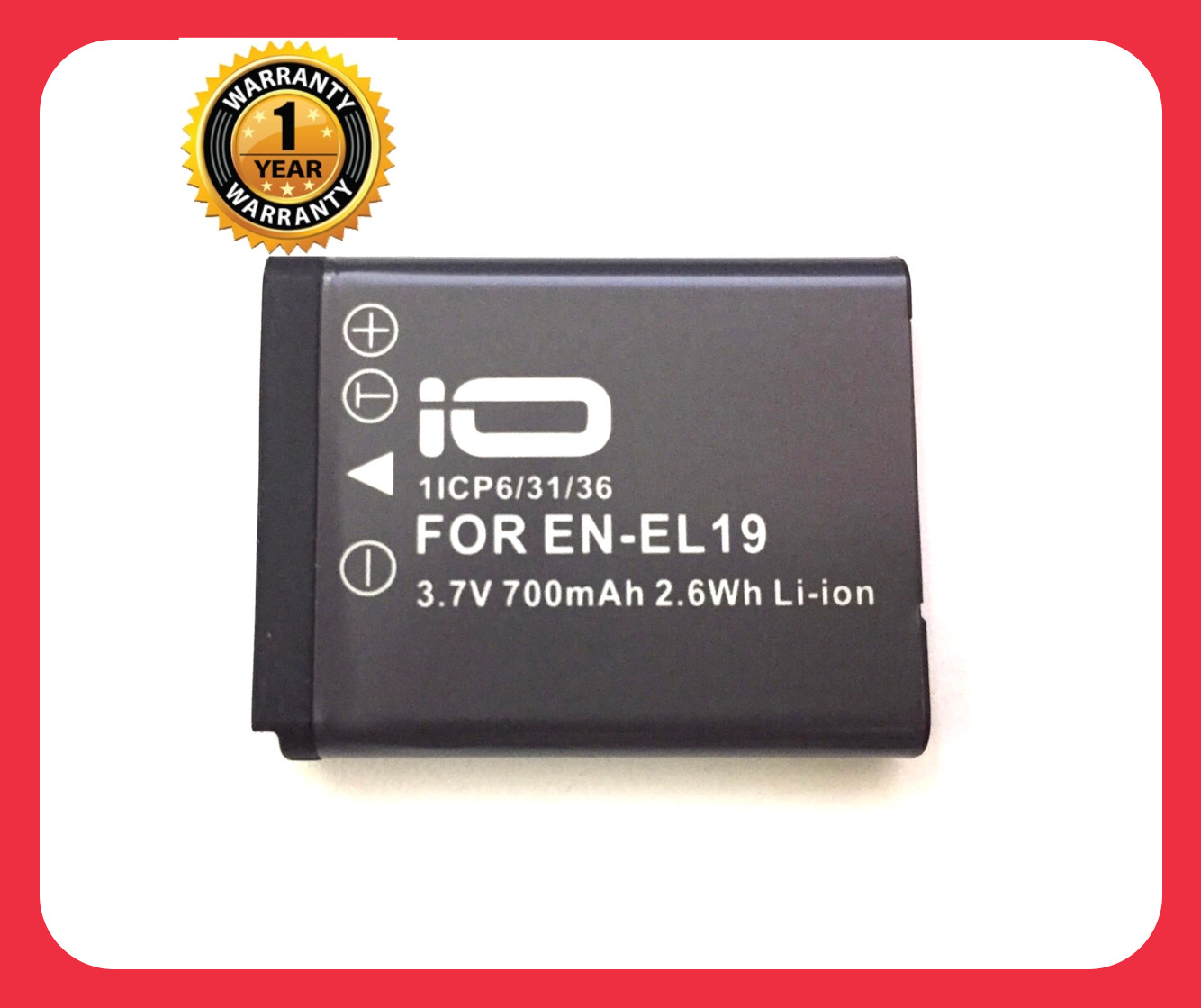 แบตเตอรี่ นิคอน EN-EL 19/Nikon Battery EN-EL19 แบตเตอรี่กล้อง Nikon EN-EL19 ENEL19 Battery แบตนิคอน ใช้กับกล้อง Nikon รุ่น Coolpix S100 S2500 S2600 S2700 S3100 S3300 S3500 S4100 S4200 S6400 S6500