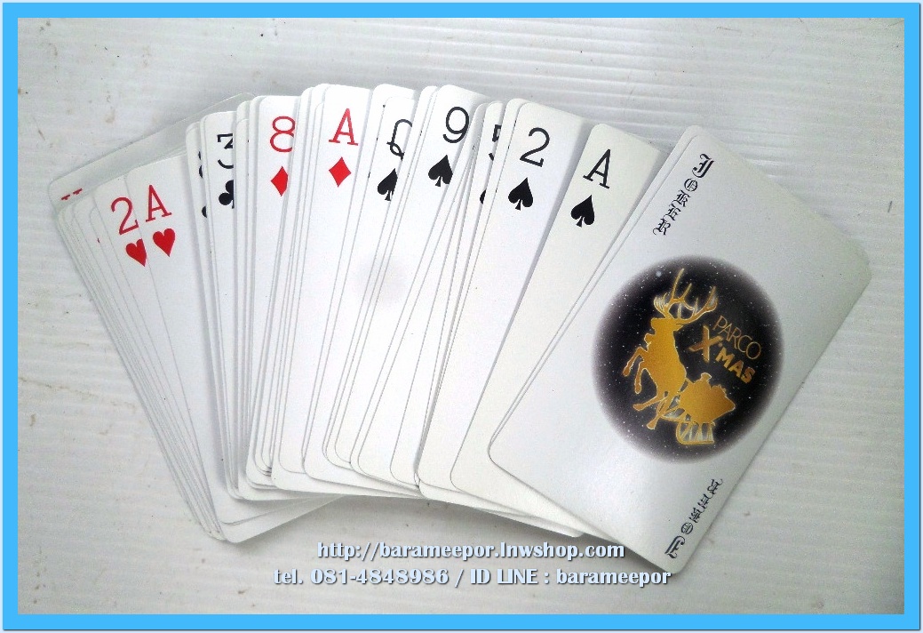 ไพ่กระดาษ เคลือบยูวี.หนึ่งสำรับ ครบ 52 ใบ PARCO X’MAS สภาพใหม่ ยังไม่ได้ใช้