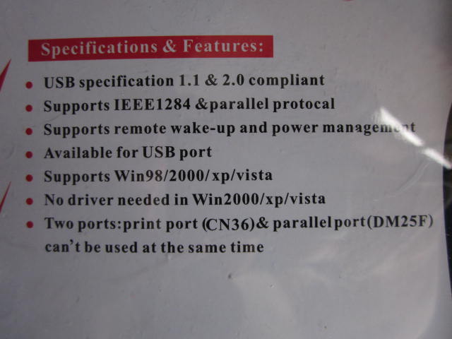 USB to Parallel 2in1 (สาย Printer) ยาว95cm.