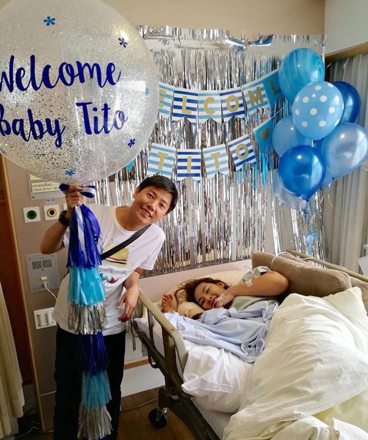 ลูกโป่งคลอดลูกครบชุด ฟรีม่านฟอยตกแต่ง1ชุด(รวมป้าย)