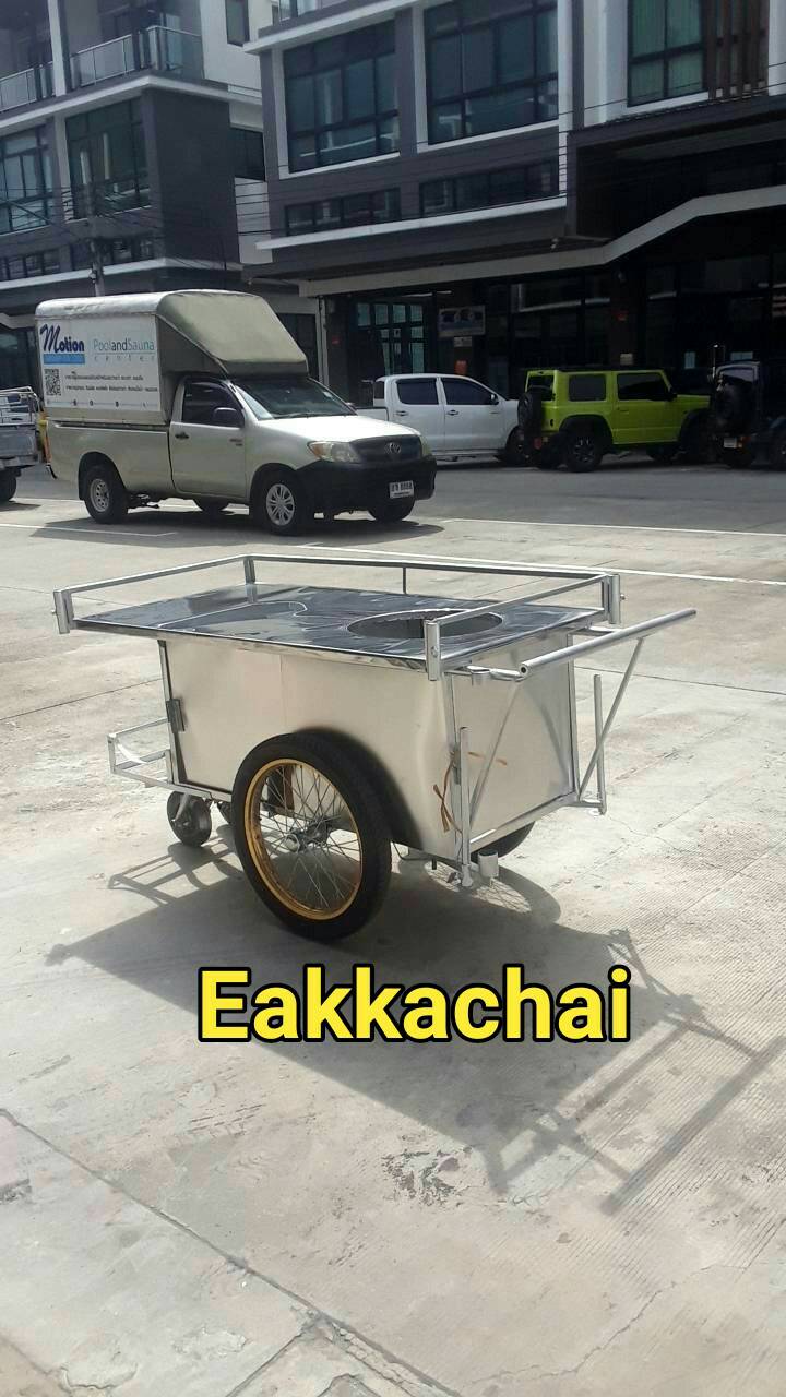 รถเข็นปิดตู้80×160ซม.หน้าแสตนเลสมีกระเช้าวางถังแก๊ส