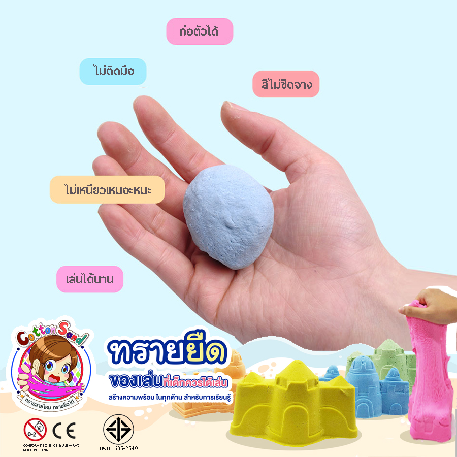 PS157 💙 ทักแชทลดเพิ่ม💙 ทรายสายไหม ของแท้ Cotton Sand ทรายยืดได้ ทรายวิทยาศาสตร์ ทรายมหัศจรรย์ kinetic sand ทรายนิ่ม