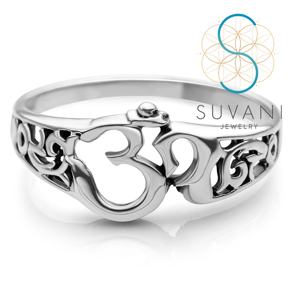 SUVANI แหวนเงินแท้ 92.5% แหวนโอม ลายฟิลิกรี ฉลุ แนววินเทจ เครื่องประดับ แหวนไซส์ 6-9 เครื่องประดับเงินแท้