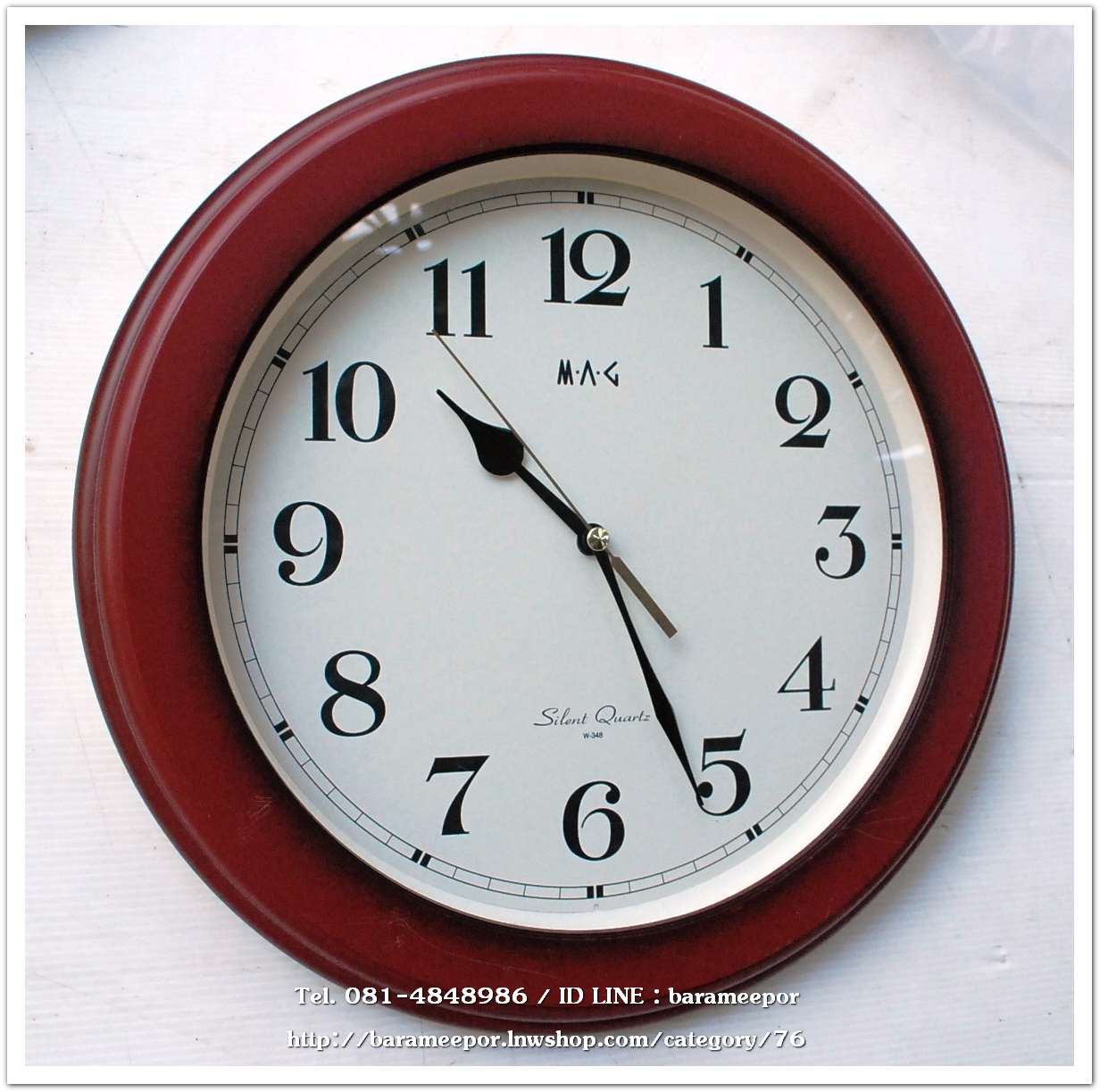 นาฬิกากลมสีลายไม้ แขวนผนัง MAG ขนาด 13 นิ้ว ใช้งานได้ปรกติ