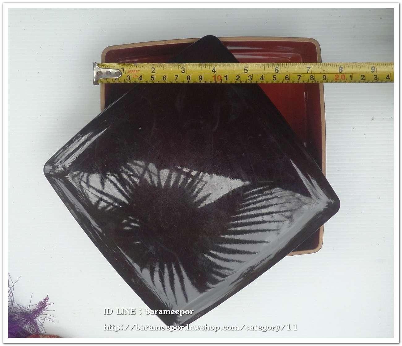 กล่องเมลามีนญี่ปุ่น พร้อมฝาปิด ขนาดกว้าง x ยาว 7.5 x 8 นิ้ว