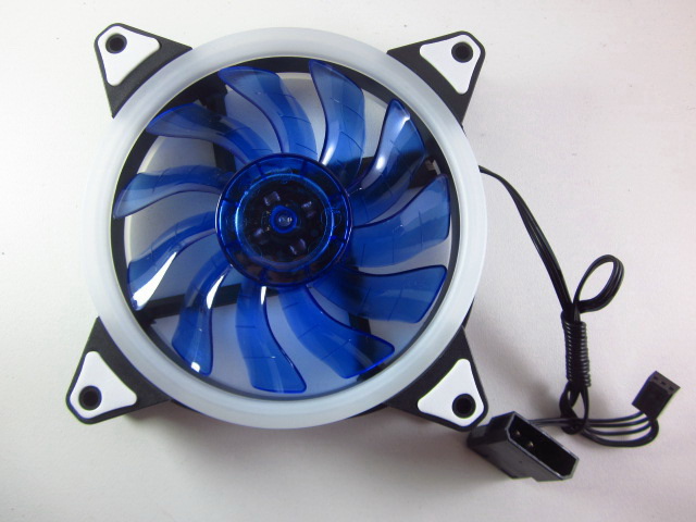 พัดลม LED Aurora 12cm ไฟวงกลม สีน้ำเงิน