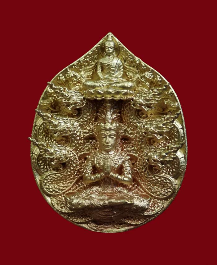 เหรียญหล่อพุทธศิลป์มุจลินท์นาคราชโพธิสักการ ปี 2563 (พระประจำวันเสาร์) *เป็นรุ่นแรก จากงานจิตรกรรม สู่งานประติมากรรม ศิลปะแห่งสีสัน* เนื้อบรอนซ์ทอง Natural Gold Bronze (รายการที่ 1.6 แยกชุดกรรมการใหญ่ ) หมายเลข ๑๐ (พระสร้างเพียง 55 องค์)