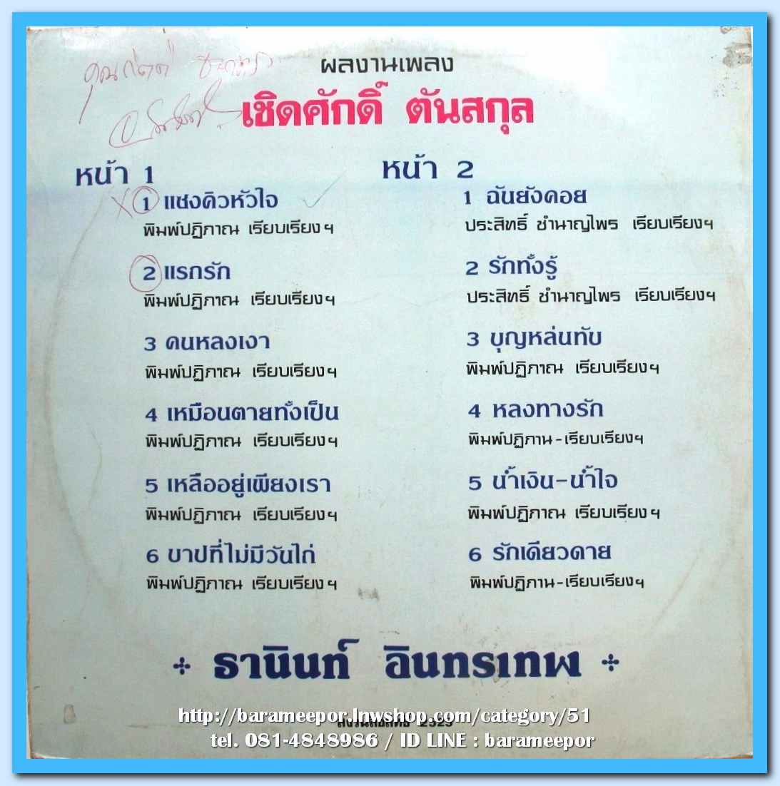 ธานินทร์ อินทรเทพ ชุด แซงคิวหัวใจ ผลงาน เชิดศักดิ์ ตันสกุล ทั้งชุด..1