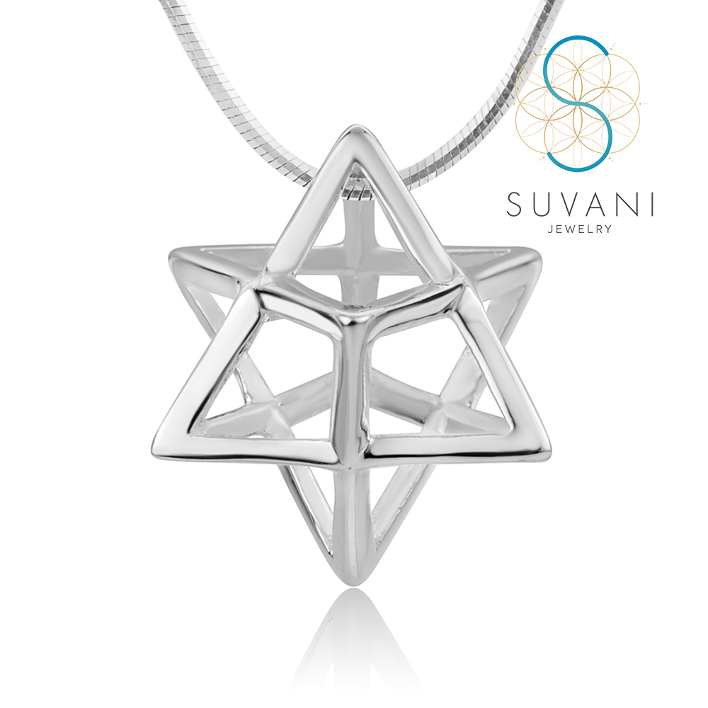 SUVANI เงินแท้ 92.5% จี้ดาว เมอร์คาบา (Merkaba) จี้พร้อมสร้อยคอ เครื่องประดับเงินแท้