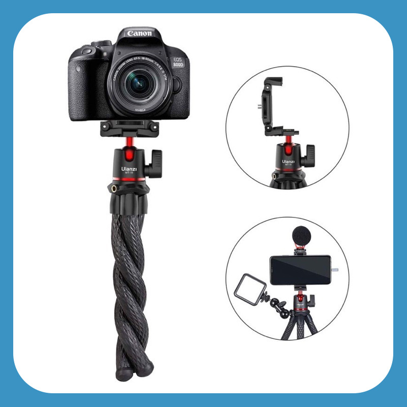 ขาตั้งกล้องหนวดปลาหมึก Tripod ขาตั้งกล้องปรับขางอ บิดได้ รัดได้ พวกหัวบอลหมุนได้ 360 องศา มีตัวหนีบมือถือ