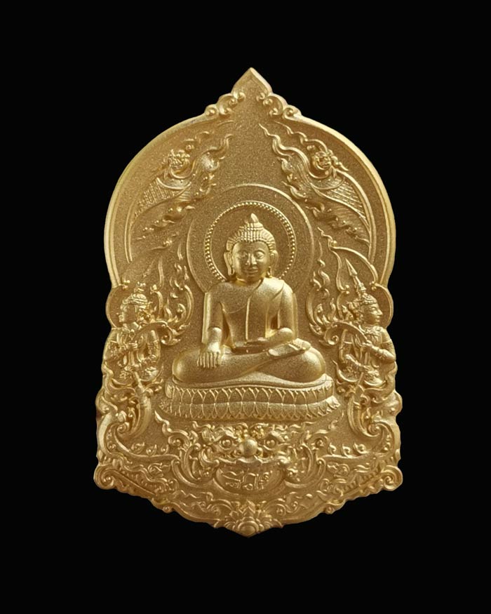 หลวงพ่อสำเร็จศักดิ์สิทธิ์ อ.หนองแค จ.สระบุรี รุ่นธงชัยรวยพันล้าน ปี 2564 เนื้อกะไหล่ทองพ่นทราย หมายเลข 1001 ขนาดพระสูง 3.9 ซ.ม. พร้อมกล่องเดิม