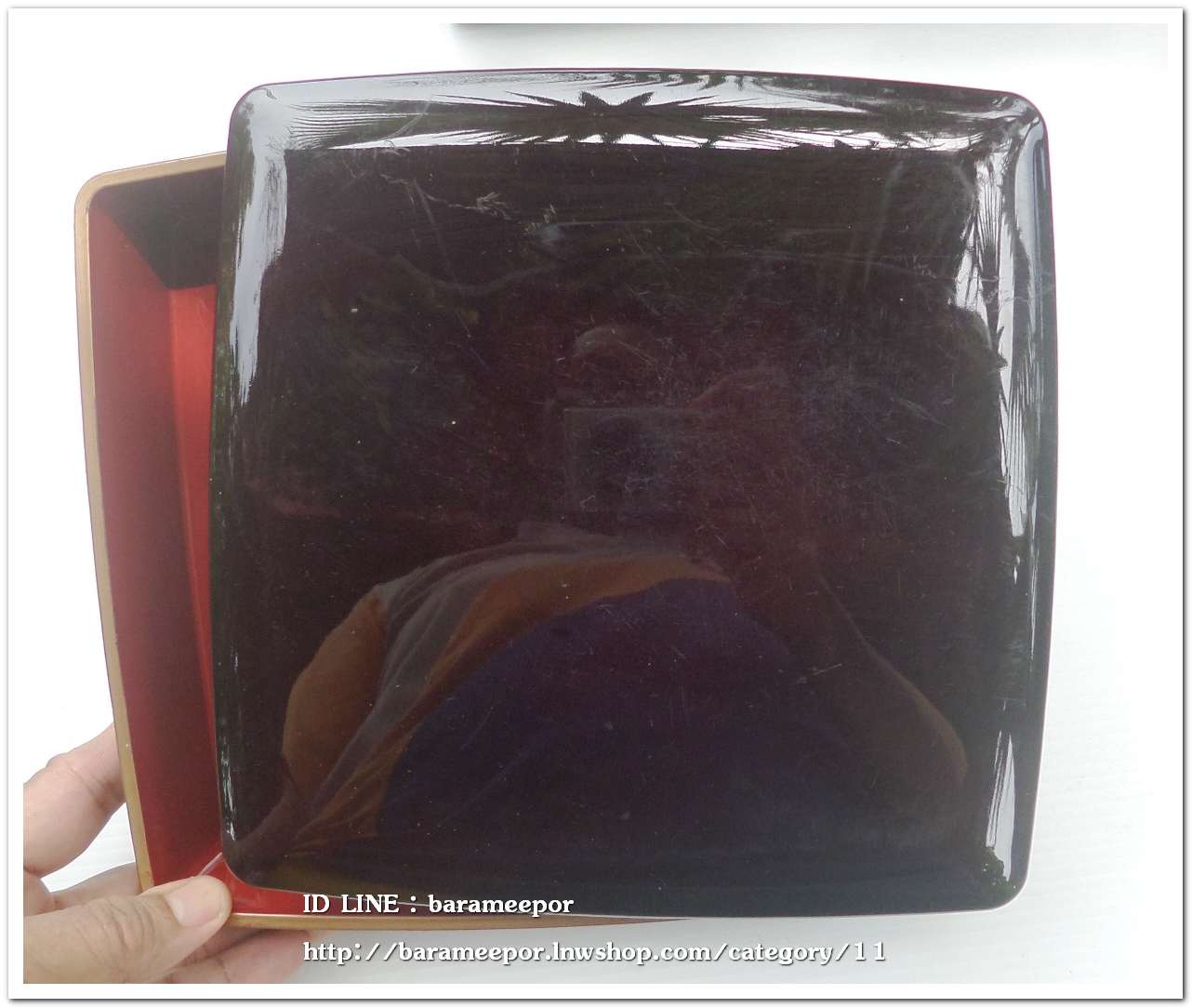 กล่องเมลามีนญี่ปุ่น พร้อมฝาปิด ขนาดกว้าง x ยาว 7.5 x 8 นิ้ว