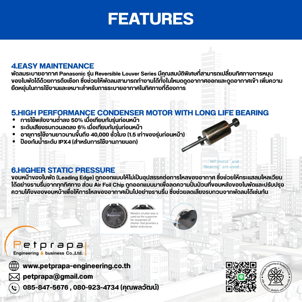 พัดลมระบายอากาศพานาโซนิคแบบติดกระจก Type FV-20WAT2 Window Mount Type