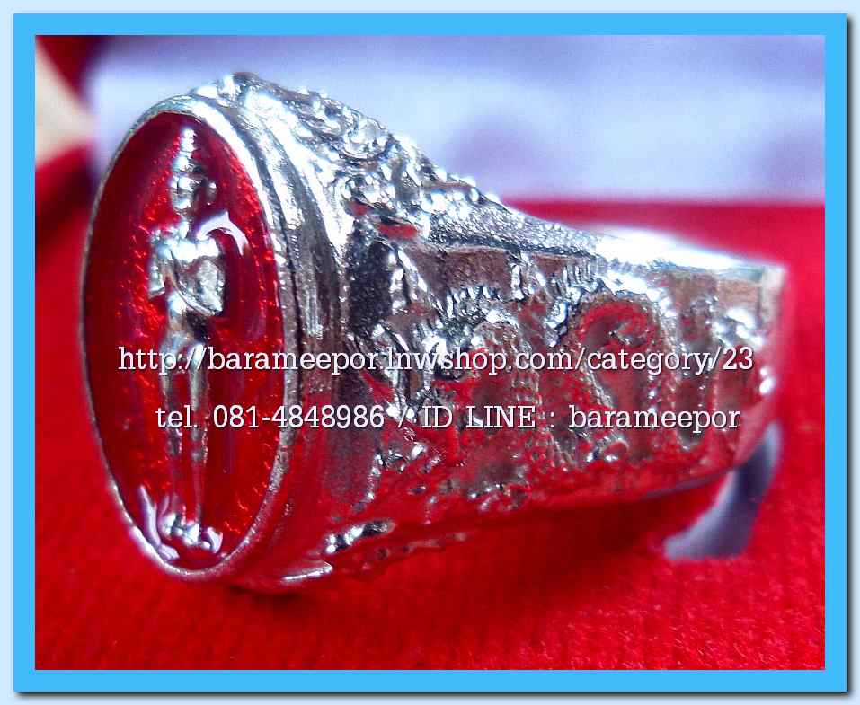 แหวน ไอ้ไข่ เด็กวัดเจดีย์ รุ่นเจริญทรัพย์ ๖๑ เนื้อเงิน หลายลาย ขนาด 18,19,20