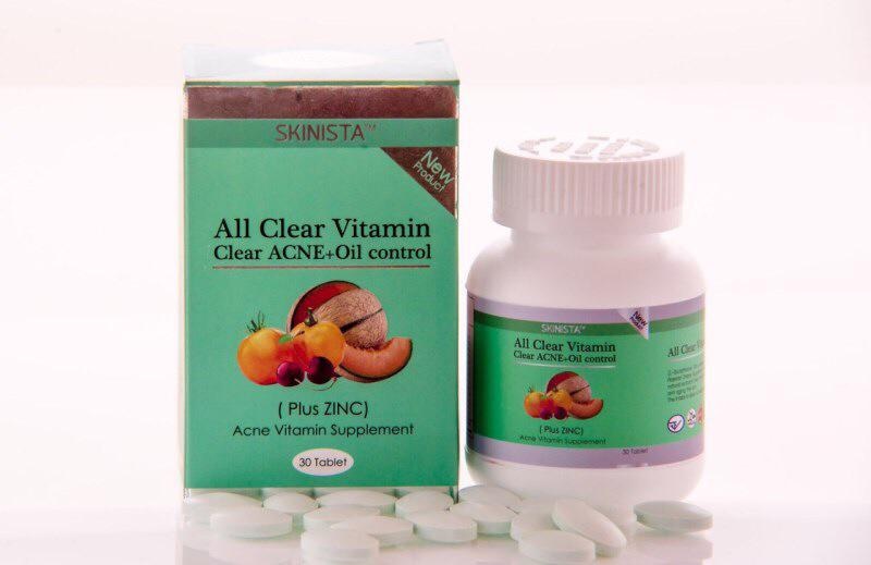Skinista All Clear Vitamin วิตามินเคลียร์สิว ผิวเนียนใส 30 เม็ด
