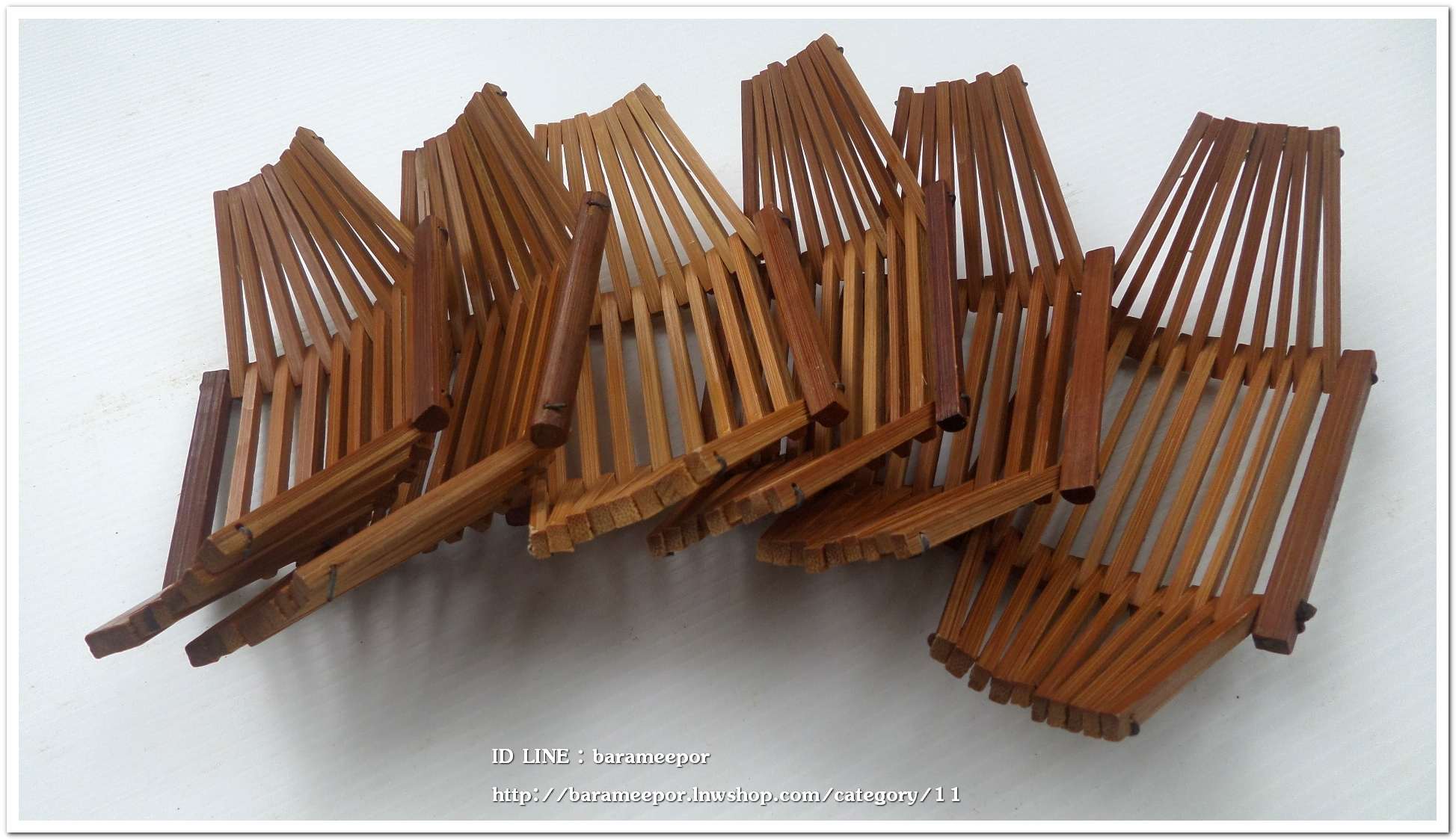 ผลิตภัณฑ์ไม้ไผ่ญี่ปุ่นเป็นรูปเรือ พับเก็บได้ สำหรับวางตะเกียบหรือช้อน ขนาดยาว 9 นิ้ว ชุดเซ็ท 6 ชิ้น