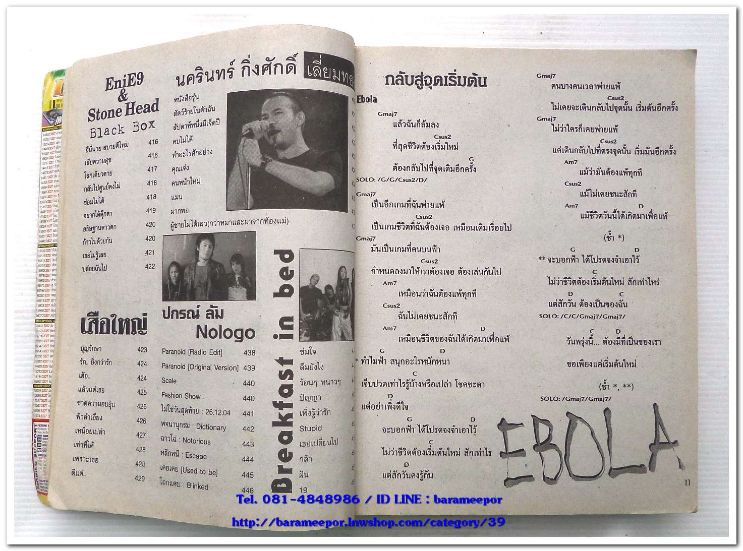 หนังสือเพลง HOTROCK ฉบับรวมเล่ม พร้อมคอร์ดกีตาร์