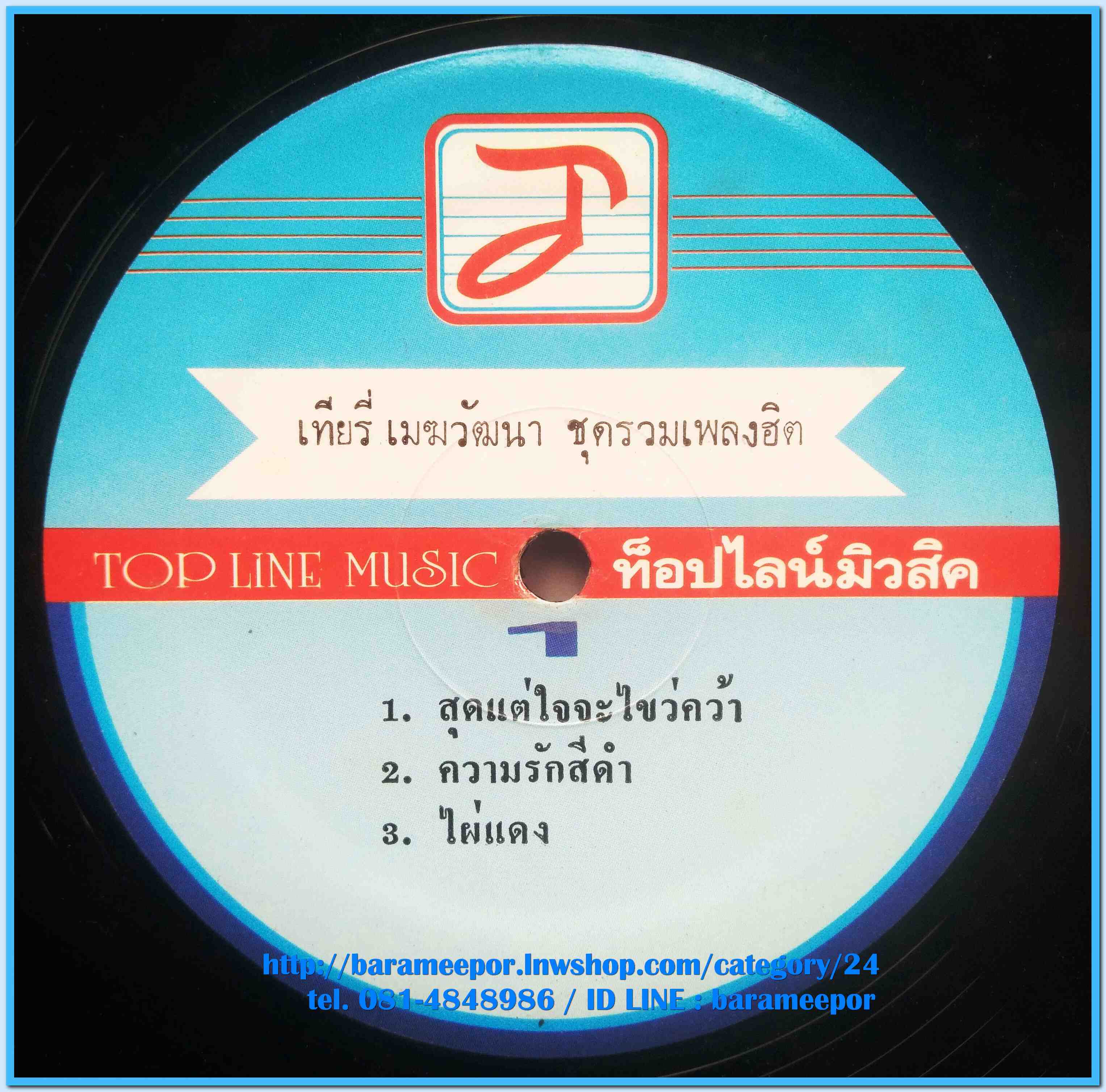 เที่ยรี่ เมฆวัฒนา ชุด รวมเพลงฮิต แผ่นตัด 3 เพลง ซ้ำ 2 หน้า มีปกสวย