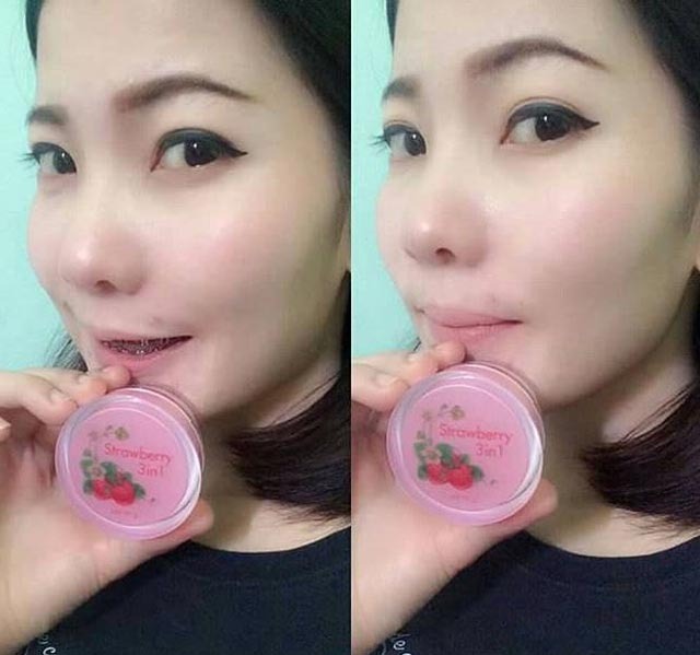 Strawberry 3 in 1 10 g. เซรั่มสตรอเบอร์รี่ สูตรเร่งด่วน ขาว ใส ลดสิว ฝ้า กระ ในหนึ่งเดียว
