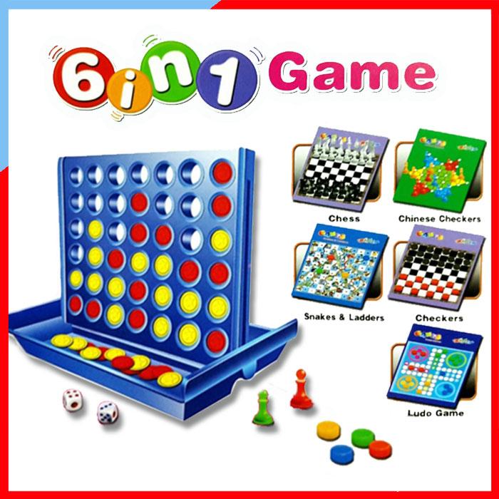 BO085-ST60 6 in 1 สุดคุ้ม พร้อม เกมบันไดงู 4 in line bingo เกมส์ หยอดเหรียญ บิงโก หมากฮอส หมากรุก หมากรุกจีน ludo
