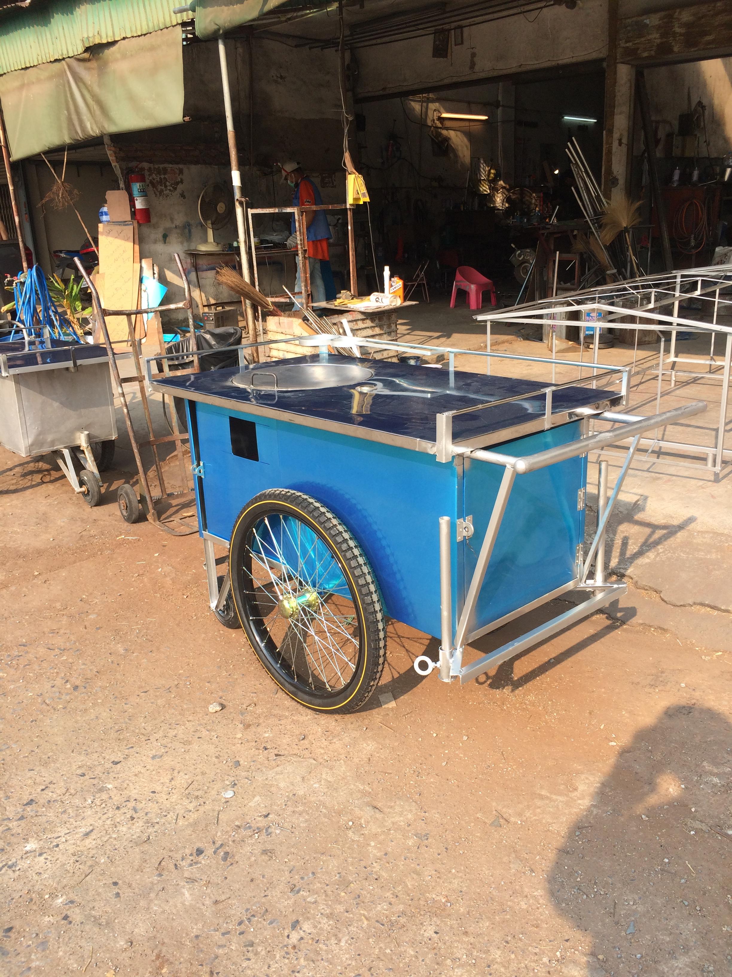 รถเข็นขายโรตี รถเข็นขนาด75x130ซม.บนแผ่นแสตนเลส