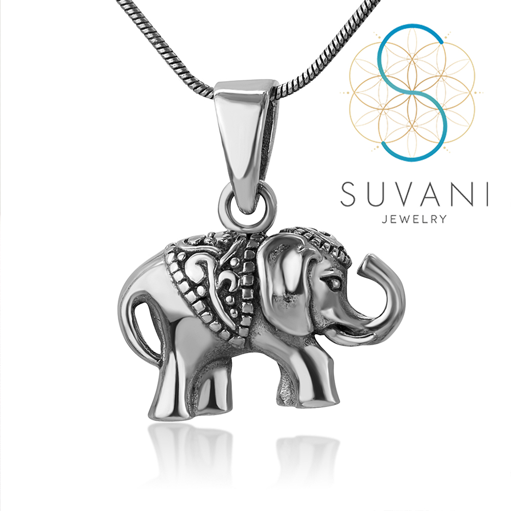 SUVANI เงินแท้ 92.5% จี้ช้างเอเชีย จี้แนววินเทจ จี้พร้อมสร้อยคอ เครื่องประดับเงินแท้