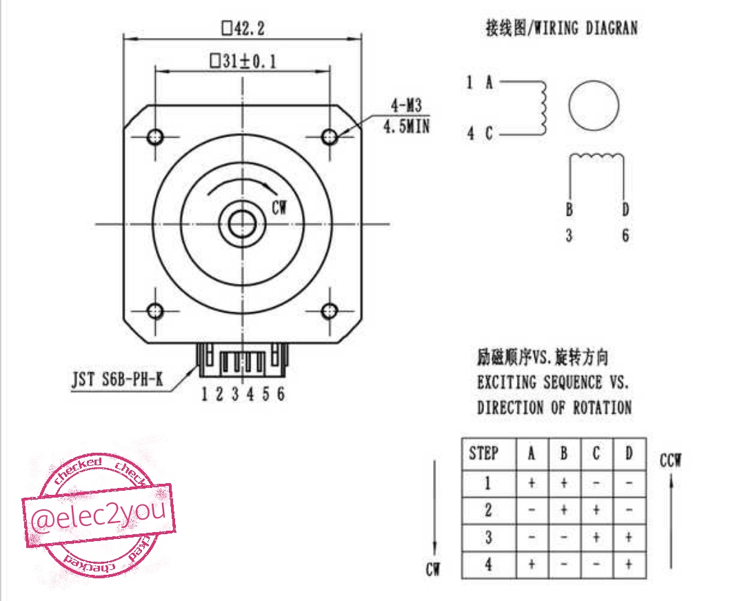 Stepper Motor สเต็ปมอเตอร์ 0.46 N.m 1.7A