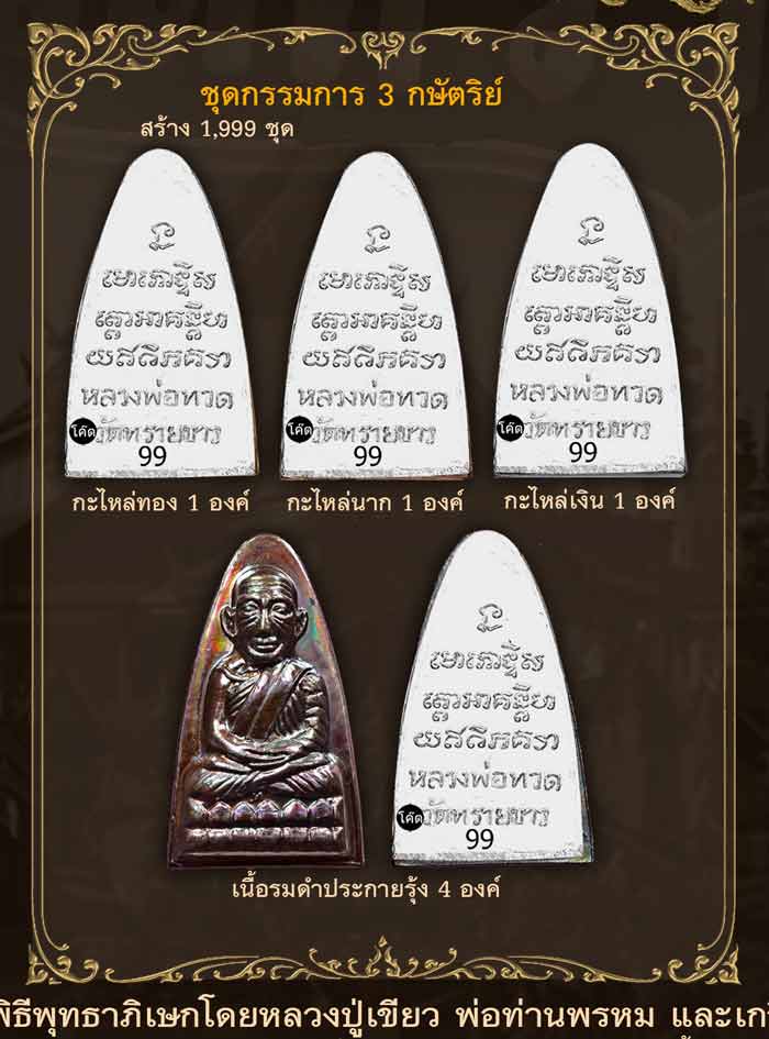 หลวงปู่ทวด หลังหนังสือใหญ่ พิมพ์ตัว ท ย้อนยุค รุ่นนิรันตราย วัดทรายขาว ปัตตานี ปี 2558 (ตำแหน่งการตอกโค๊ต)