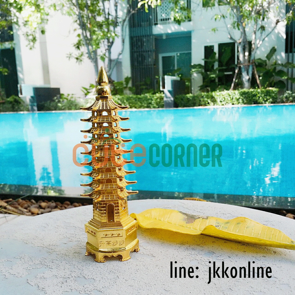 01711-โมเดลเจดีย์เหวินชาง 25 ซม สีทองเหลืองรมดำ - ฟรีค่าส่ง