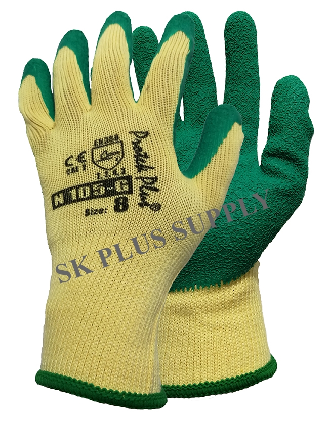 ถุงมือผ้าทอเคลือบยางธรรมชาติสีเขียว