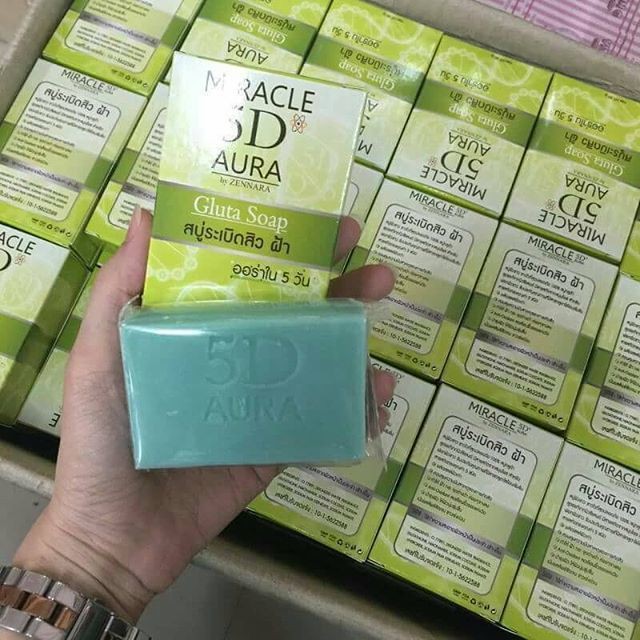 สบู่ระเบิดสิว ฝ้า Miracle 5D Aura by Zennara ราคา 50 บาท Line : fujimate