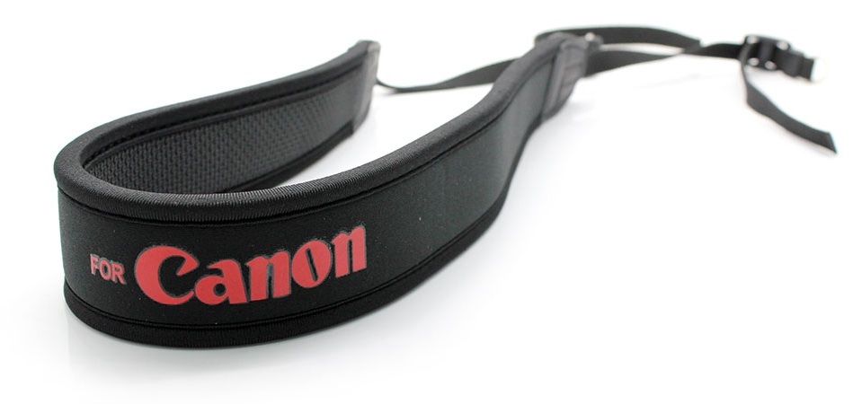 สายคล้องกล้อง Canon ชนิดนิ่ม (สายสีดำ อักษรสีแดง)