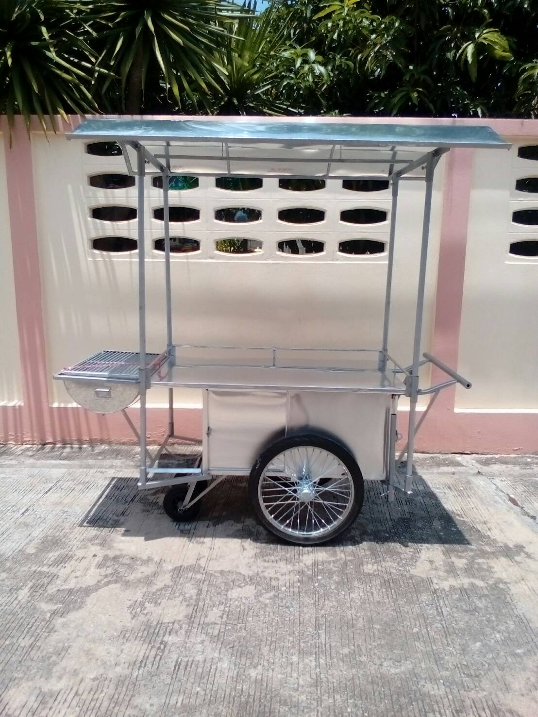 รถเข็นขายของแบบมี ่ีหลังคา120 x 70 cmมีเตาปิ้งย่าง
