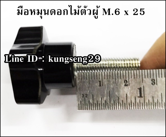 มือหมุนดอกไม้ห้าแแฉก ตัวผู้ M.6 x 25 (หัว 30 mm)