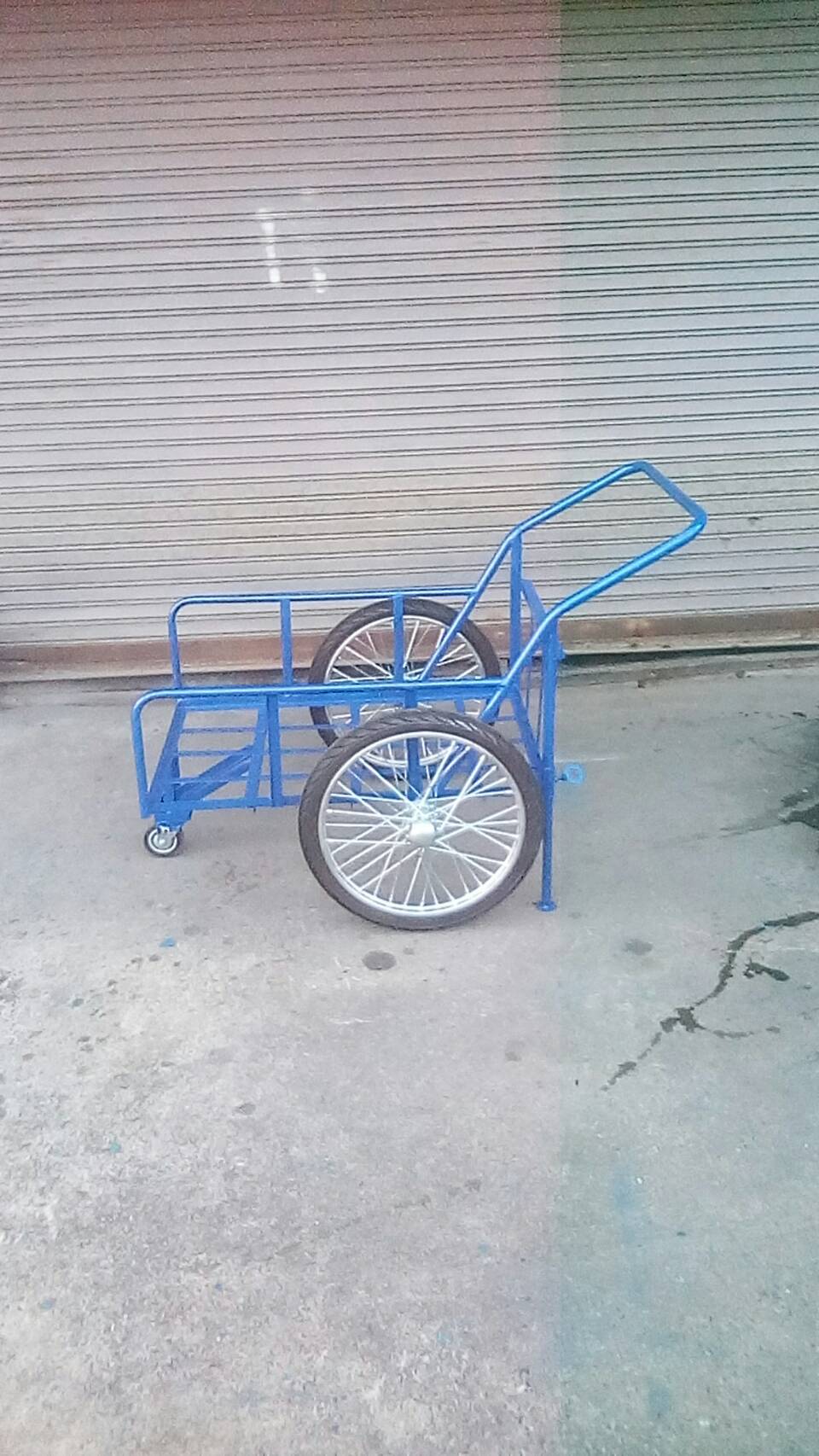 รถเข็นของล้อหน้าหมุนได้ ล้อหลัง17นิ้วยางมอไซค์(ไม่มีรั้วกั้นด้านหน้า)