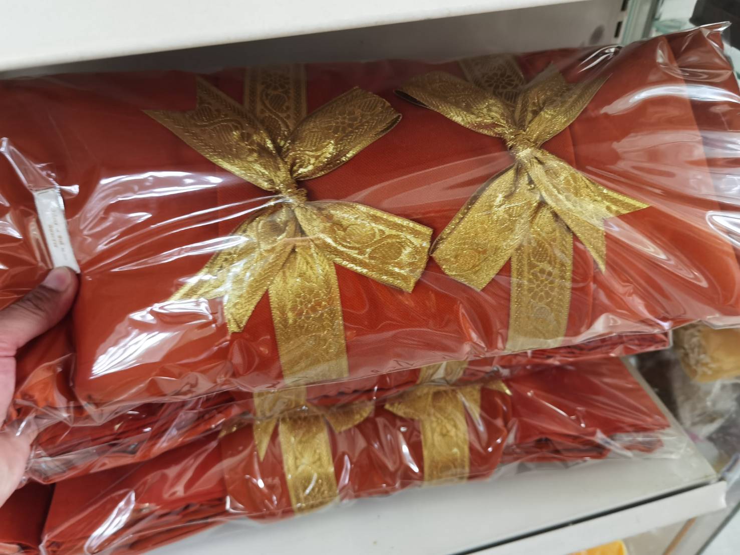 ผ้าไตรมิชลิน 1.90 เมตร สีราชเข้ม ผูกโบว์สวยงาม