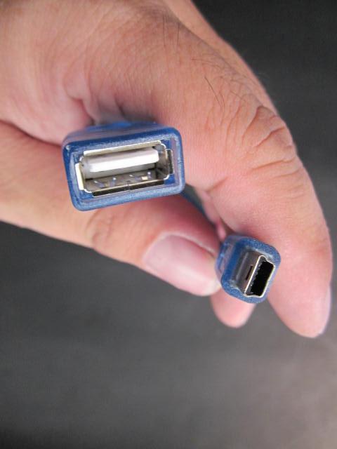 สาย otg USB mini(5P) male เป็น USB Female สีฟ้า