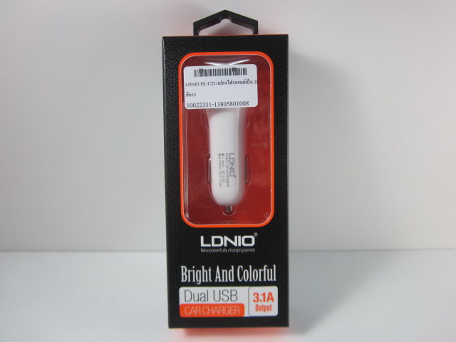 LDNIO DL-C23 แปลงไฟรถยนต์เป็น 2USB 3.1A สีขาว
